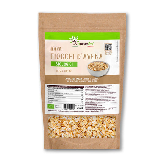 100% Fiocchi di Avena integrali piccoli senza glutine BIO - 350g